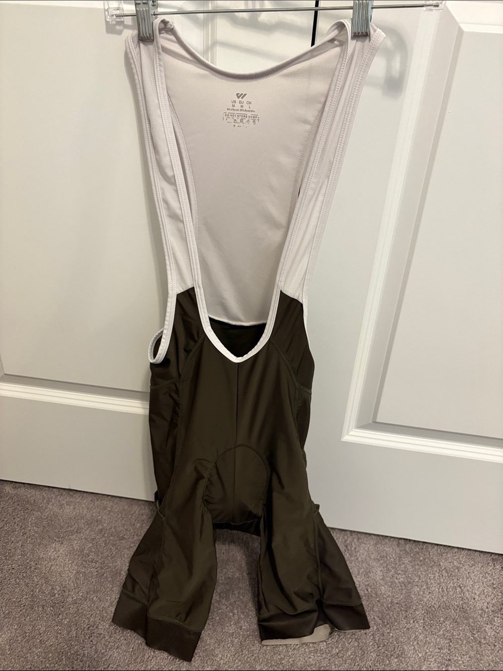 Wulibike Men's Cycling Bib Shorts in Olive Green with White Straps